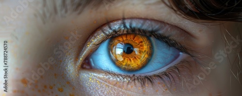 A close up of the brown eye of a young man