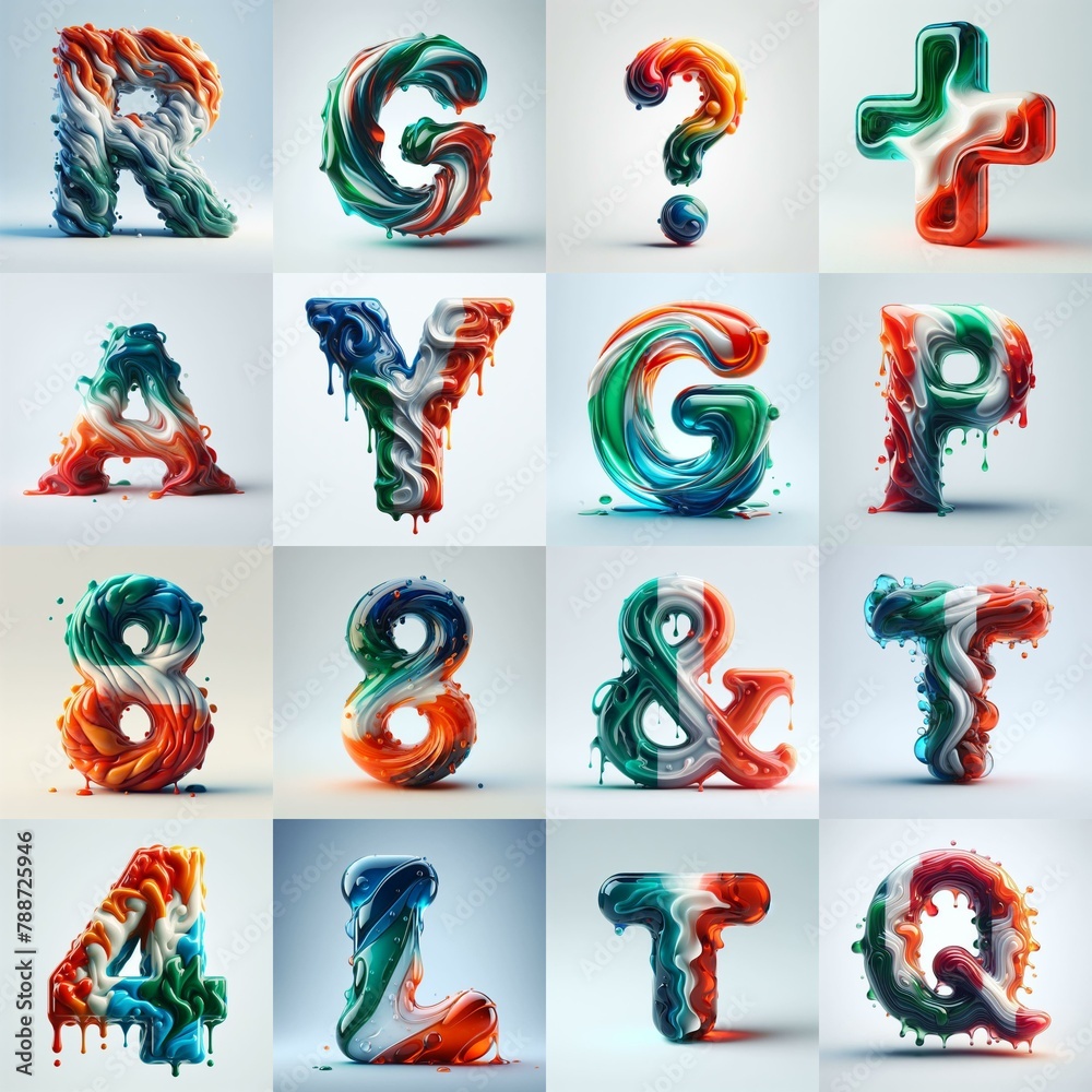 Italy flag glass lettering. AI generated illustration