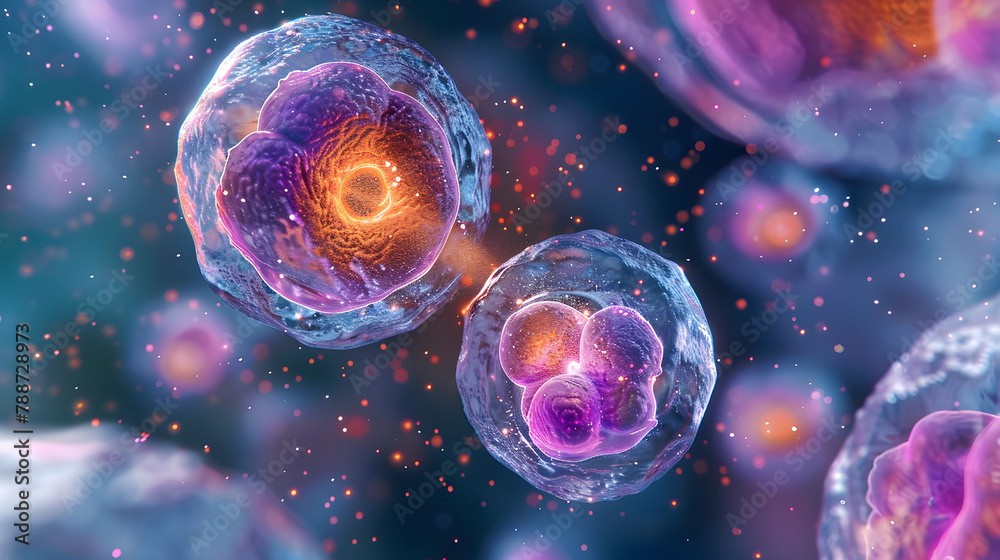 An image of euglenoids undergoing the process of binary fission where a