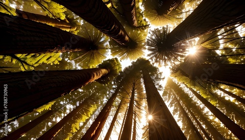 Majestic Redwood Forest with Towering Trees Reaching Towards the Sky: Natural Grandeur, Hand Edited Generative AI