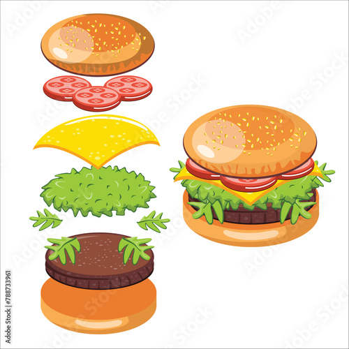 Cheese Burger Burger design for motion graphics that you can animate.