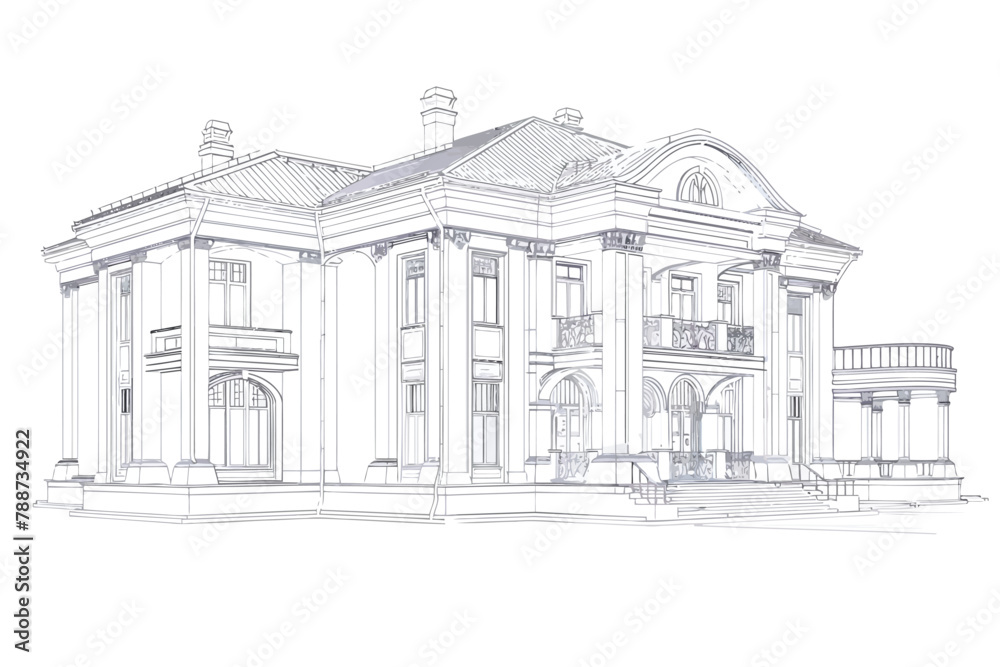 Architectural blueprint of a luxury villa isolated vector style