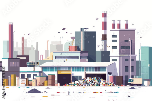 Recycling center full of plastic waste isolated vector style © Zaharia Levy
