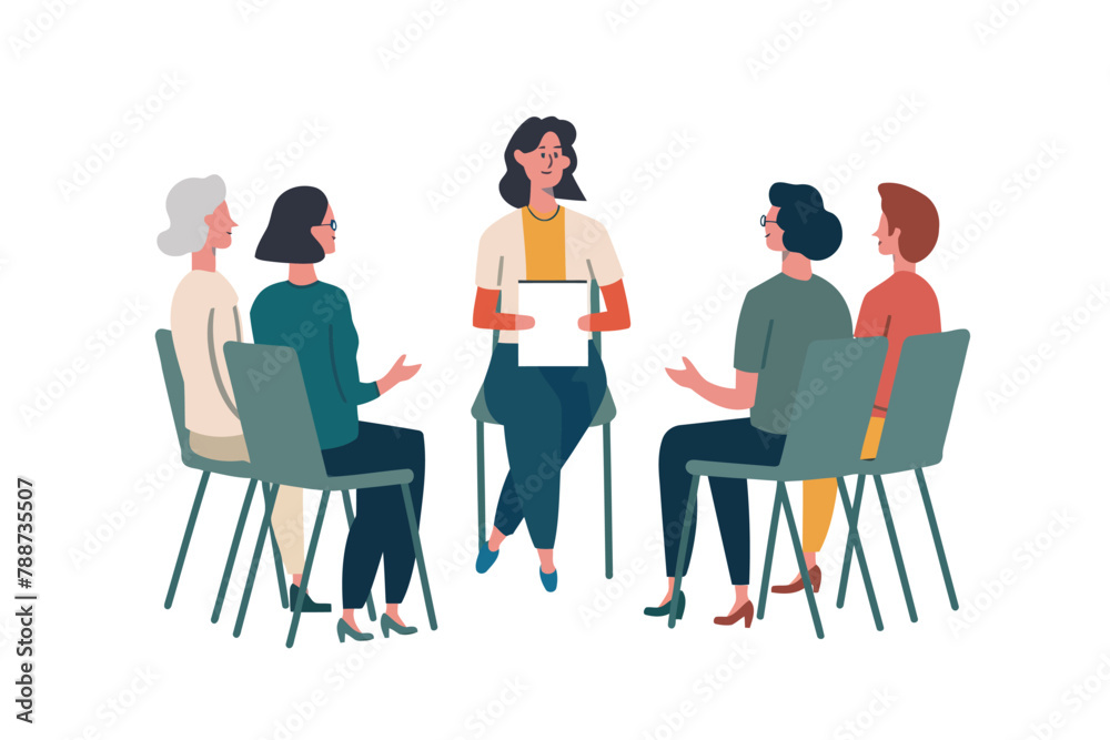 Woman leading a workshop isolated vector style Woman leading a workshop isolated vector style