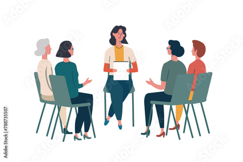 Woman leading a workshop isolated vector style