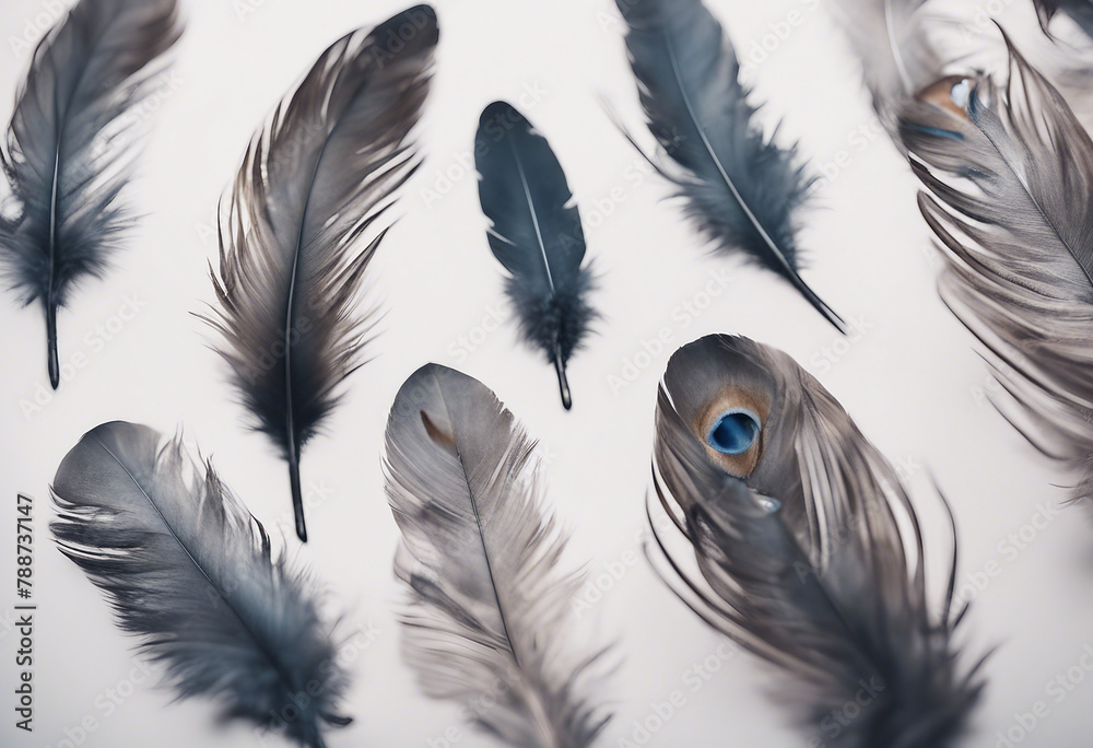 Obraz premium Feathers on white background