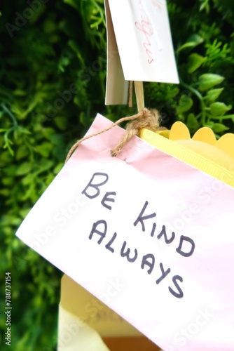 Note left on expression board saying be kind always