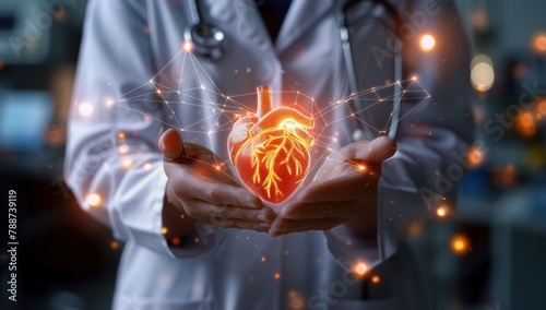 heart in the hands of a doctor, concept of caring for the health of the cardiological 