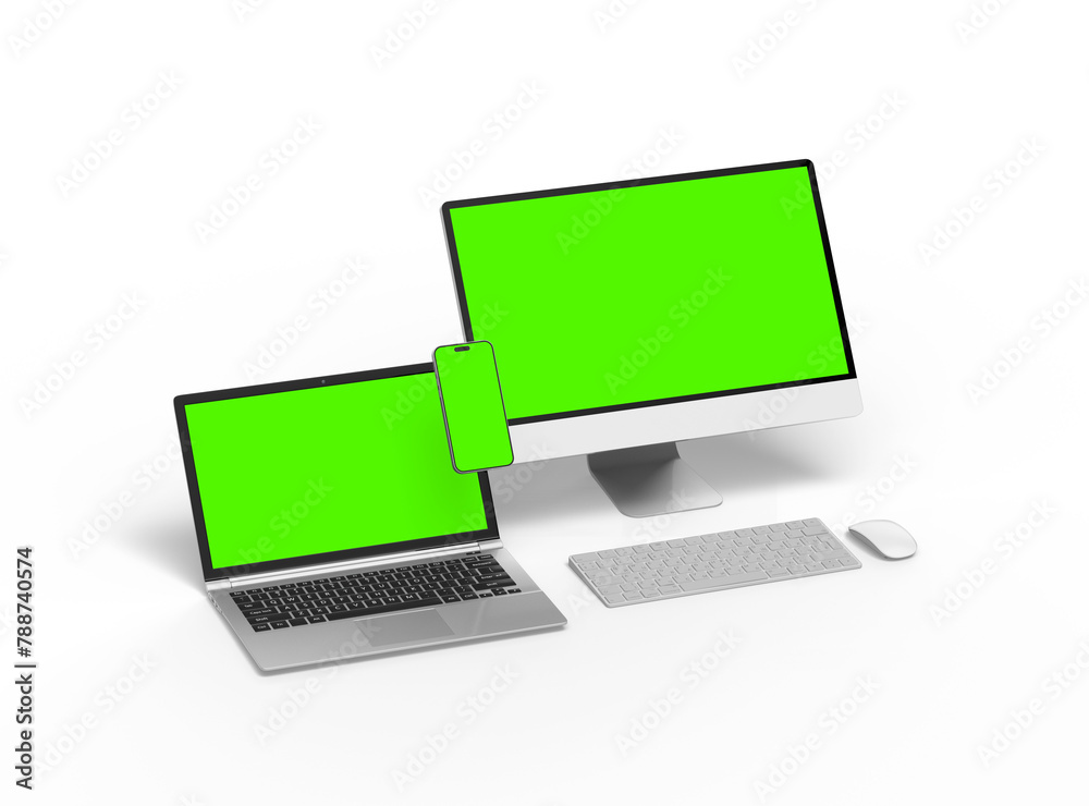 3d render of desktop, laptop, smartphone and tablet on a transparent background 3d render of desktop, laptop, smartphone and tablet on a transparent background