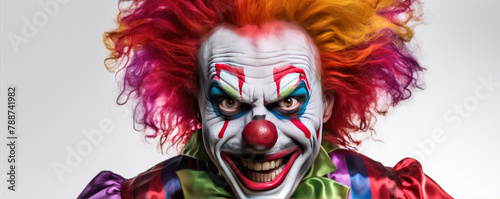 Clown with a vivid, haunting expression