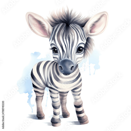 Watercolor Baby Zebra | Soft Colors Clipart