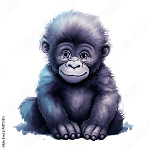 Watercolor Baby Gorilla | Soft Colors Clipart