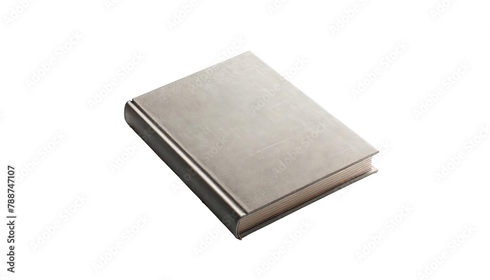 A silver book with white pages. A silver book with white pages.