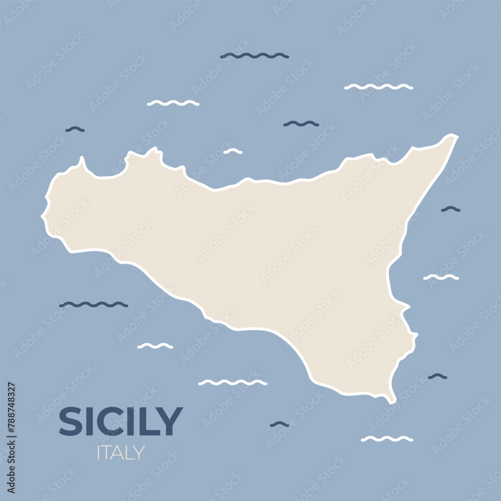 Sicily island, Italy map. It's perfect for travel brochures, educational materials or website backgrounds- vector illustration