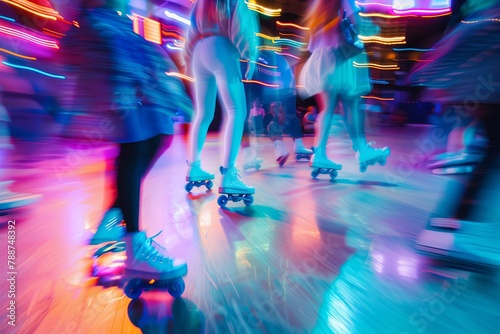 Vibrant roller skating rink in motion