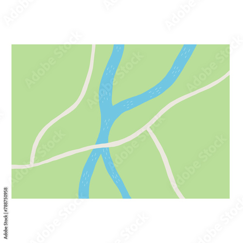 Hand Drawn Horizontal Map Scheme Shape. Vector Land Form Illustration