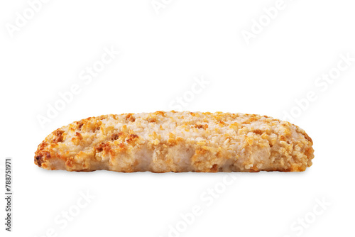 Schnitzel meat in crumbs on a white isolated background
