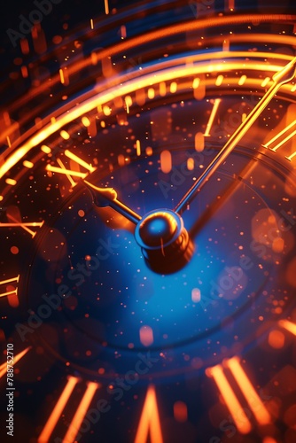 Abstract background with clock. 3d illustration. Computer generated image. photo