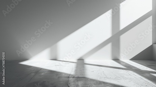 Sunlit Concrete Room with Diagonal Shadow  Sunlit room  concrete walls  diagonal shadow 