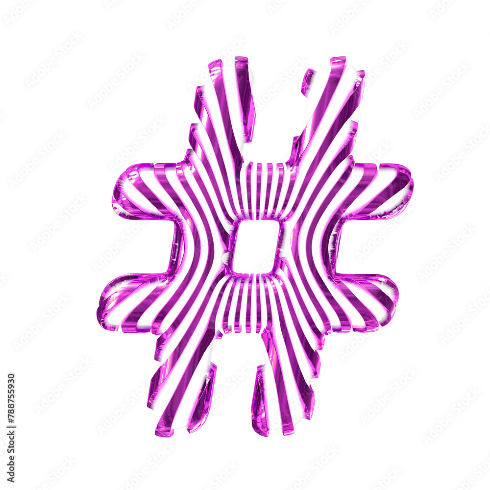 White 3d symbol with purple vertical ultra-thin straps White 3d symbol with purple vertical ultra-thin straps