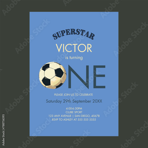 Soccer Sports 1st Birthday Invitation