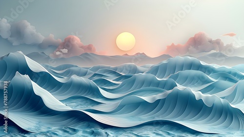 Tranquil Waves at Dusk: Serenity in Motion. Concept Beach Sunset, Relaxing Seashore, Capturing Twilight Beauty