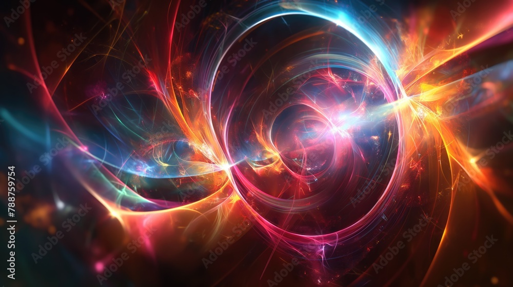 Wavy cosmic colorful fractal fiery ball image mesmerizing art piece of vibrant magenta, purple and yellow hues with mysterious light in darkness Wavy cosmic colorful fractal fiery ball image mesmerizing art piece of vibrant magenta, purple and yellow hues with mysterious light in darkness