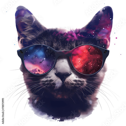 Cat in Galaxy Sunglasses photo