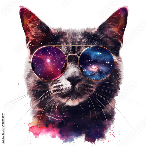 Cat in Galaxy Sunglasses photo