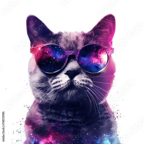 Cat in Galaxy Sunglasses photo