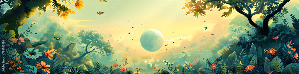 abstract comic nature background banner 