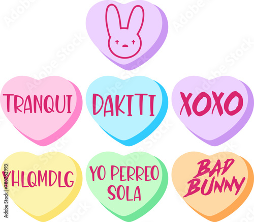 Sweet heart shape candy. Conversation sweets for valentines day isolated on white background. Valentine sweetheart candies with text.
