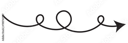 Long curved hand drawn arrow vector