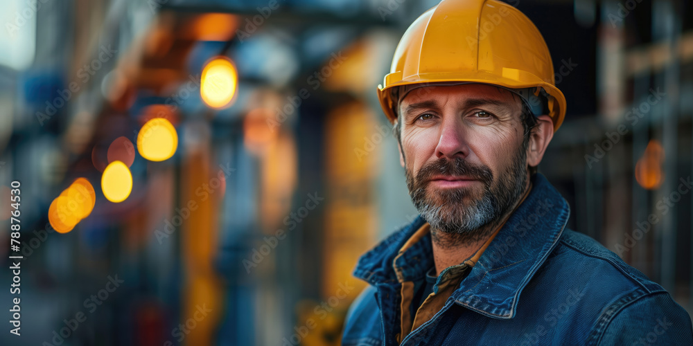 a man with a beard wearing a hard hat in an industrial setting. a man with a beard wearing a hard hat in an industrial setting.