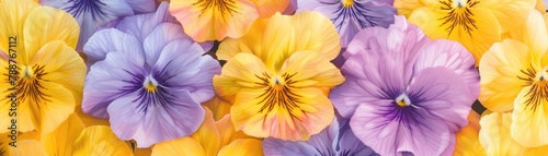 A cluster of watercolor pansies in vibrant yellow and purple  soft tones  fine details  high resolution  high detail  32K Ultra HD  copyspace