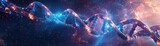A vivid representation of a DNA helix within a cosmic nebula, soft tones, fine details, high resolution, high detail, 32K Ultra HD, copyspace