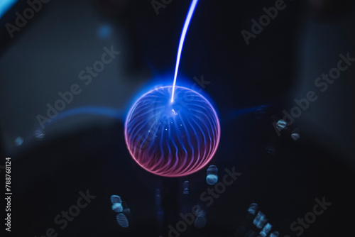 Plasma energy ball with electricity ray isolated on a black background