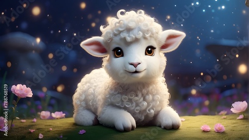 Lumina is a fanciful cloud sheep with glittering, joyful eyes and a fluffy body as white as moonlight. photo
