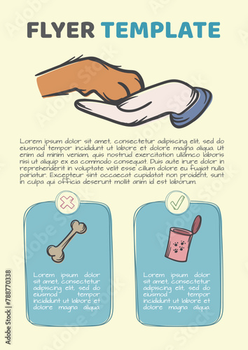 Template design for flyer, poster related to pets and helping homeless animals. Vector editable layout for print