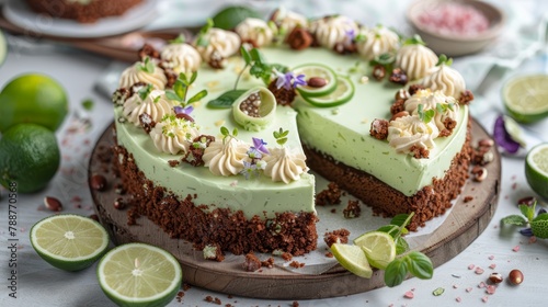 Wallpaper Mural   A cake with a missing slice on the table, surrounded by limes Torontodigital.ca