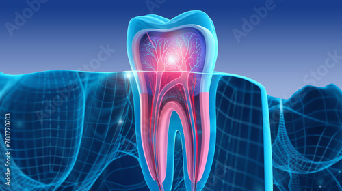 Celebrating Root Canal Day with high-tech dental graphic, modern endodontics in focus photo