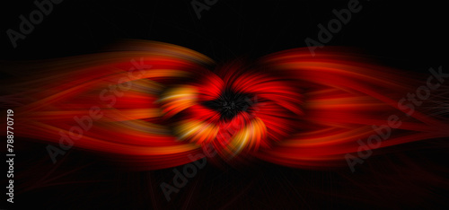 Fiery red pattern on a black background. Abstract background. Illustration of flames © Armands photography