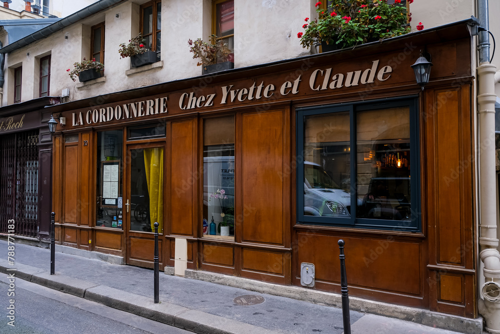 Paris, France - 20.02.2024. Rue Saint-Roch street view in Paris, France ...