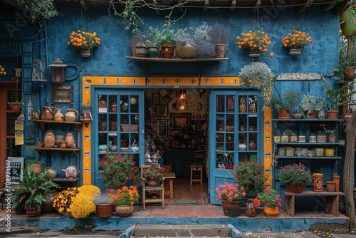 A striking storefront adorned with colorful displays  beckoning passersby to step inside and explore a world of unique treasures and delights.