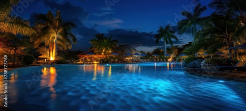 Luxurious tropical resort pool in the night © Ibad