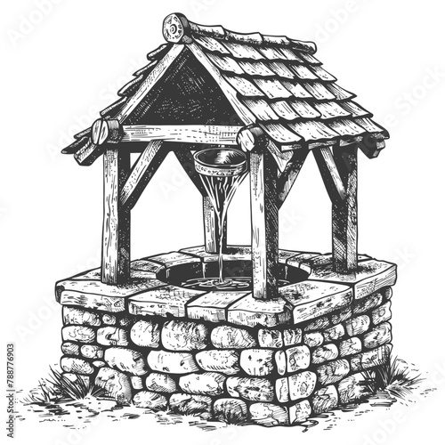 old well images using Old engraving style