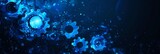 Blue gear faded background technology and digital network concept with gears on a dark blue color banner for web design or presentation of business ideas Generative AI