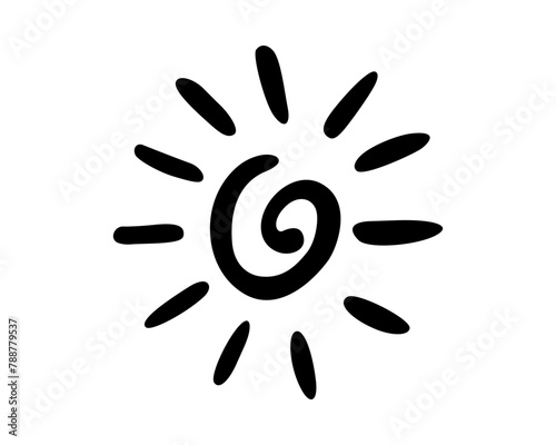 Sun spiral doodle, vector icon