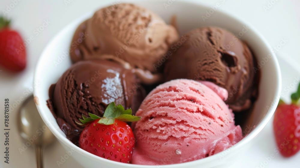Chocolate, vanilla and strawberry Ice Cream Chocolate, vanilla and strawberry Ice Cream