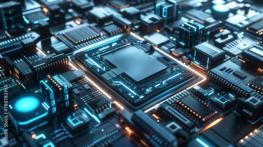 Circuit board close-up. Technology background. 